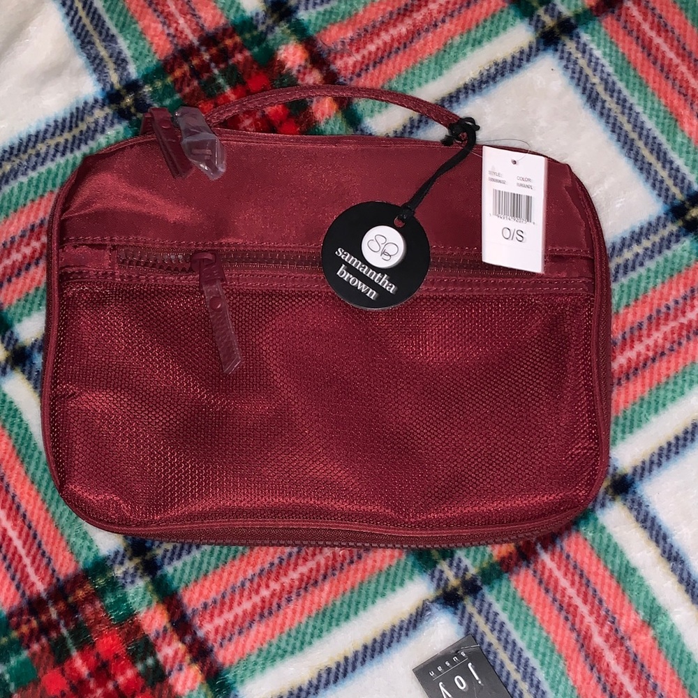 New with tags Samantha Brown To-Go Double-Sided Tech Organizer in burgundy color